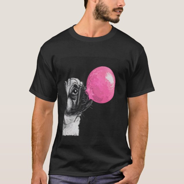 Camiseta Perro de chicle divertido pug (Anverso)