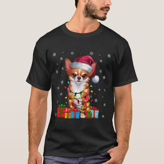 Camiseta Perro de Chihuahua enciende feo Navidad (Anverso)
