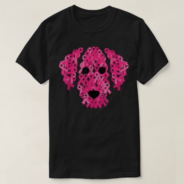 Camiseta Perro de Cinta Rosa Perro Inspirador Cáncer de Mam (Diseño del anverso)