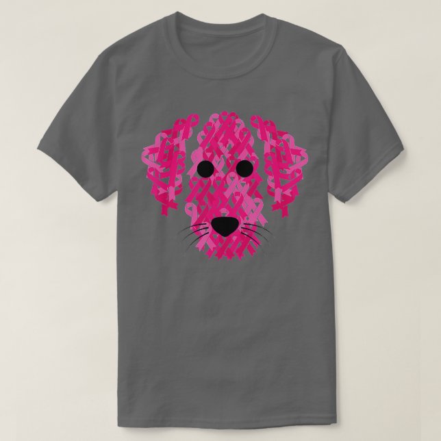 Camiseta Perro de Cinta Rosa Perro Inspirador Cáncer de Mam (Diseño del anverso)