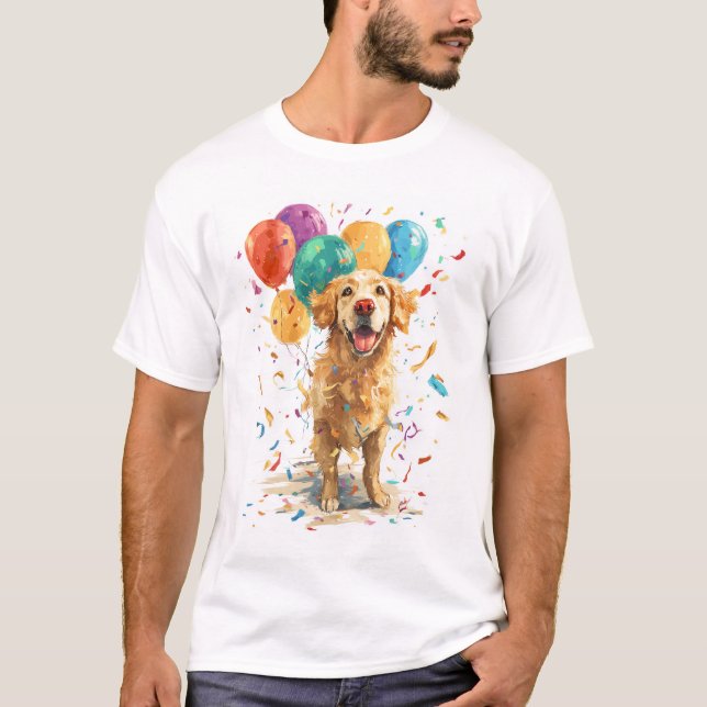 Camiseta Perro de circo retriever payaso con globos (Anverso)