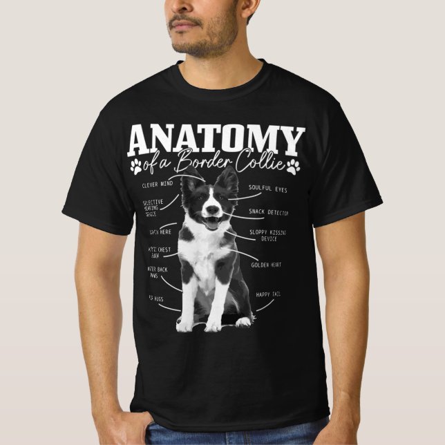 Camiseta Perro De Collie De La Frontera De La Anatomía Negr (Anverso)