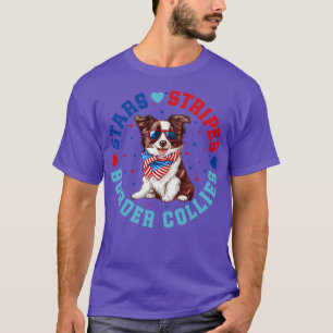 Camiseta Perro De Collie En La Frontera Patriótica Por El 4