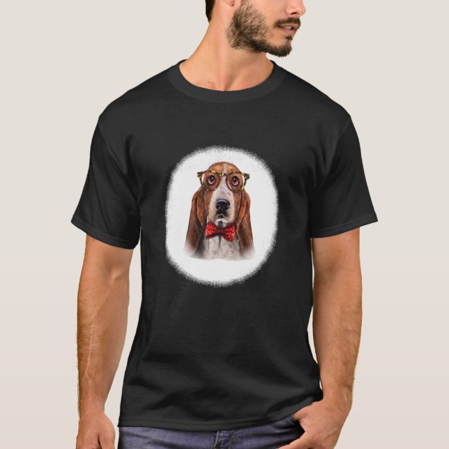 Camiseta Perro De Colón Basset En El Clásico Ojo De Ojos Y  (Anverso)