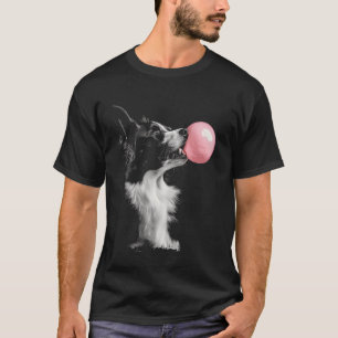 Camiseta Perro de color de borde que sopla la crema rosa