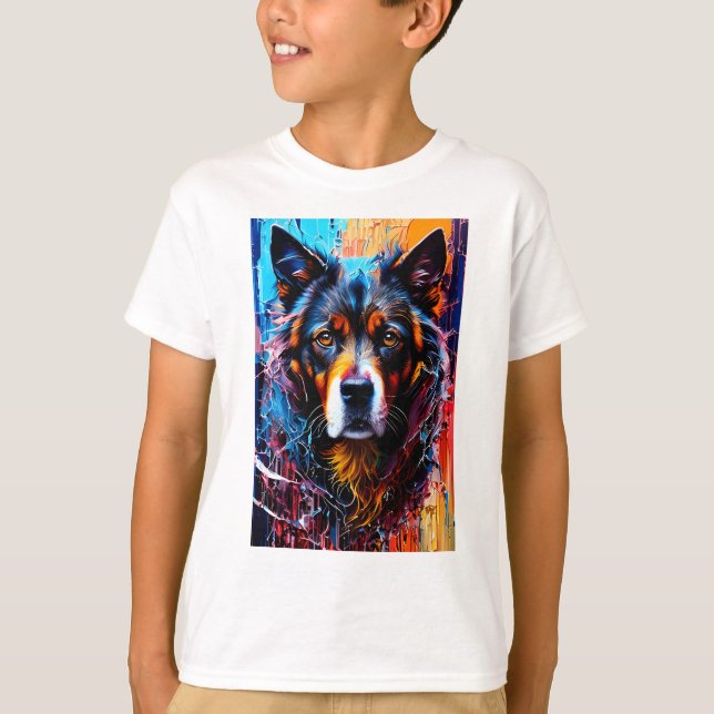 Camiseta Perro de color de salpicadura abstracto (Anverso)