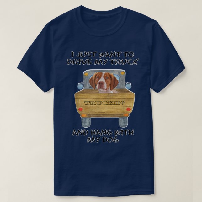 Camiseta Perro de conducción de camiones Brittany (Diseño del anverso)