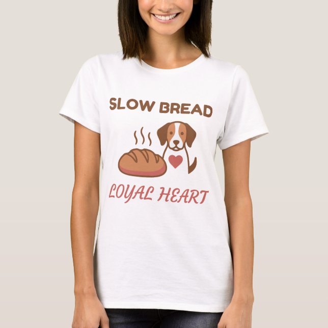Camiseta Perro de corazón leal y pan lento lindo (Anverso)