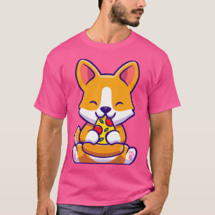 Camiseta Perro de Corgi Comer Pizza