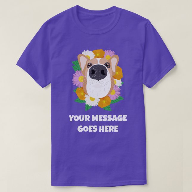 Camiseta Perro de Corgi con flores personalizado (Diseño del anverso)