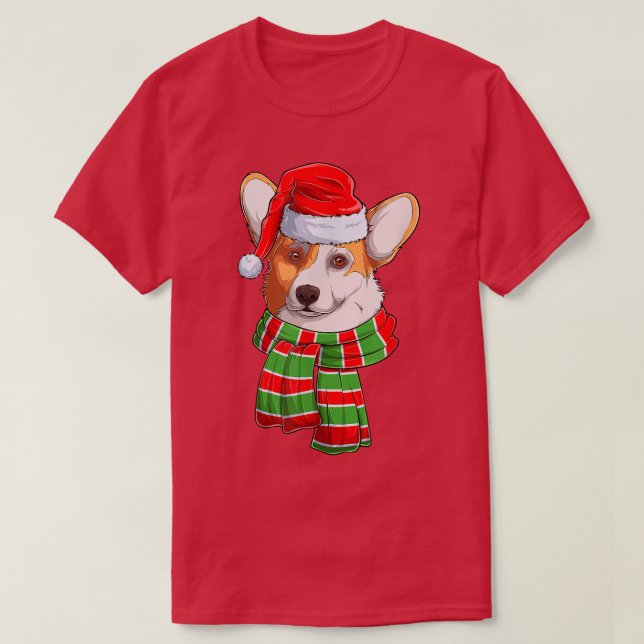 Camiseta Perro de Corgi con sombrero rojo (Diseño del anverso)