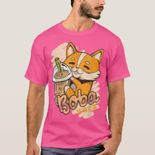 Camiseta Perro de Corgi con té de burbuja Boba