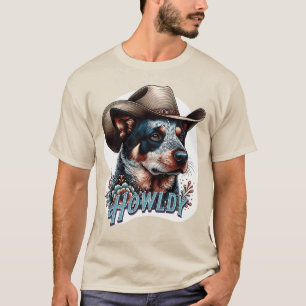 Camiseta Perro de Cowboy Heeler Azul Punny Howldy Perro de 