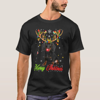 Camiseta Perro de Dachshund con Hormigas Feliz Navidad