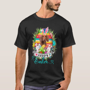 Camiseta Perro de Dachshund en conejos de mimbre de Pascua 