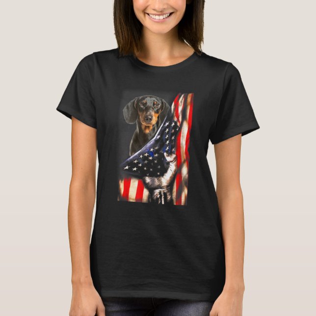 Camiseta Perro de Dachshund - Perfecto perro patriótico de  (Anverso)