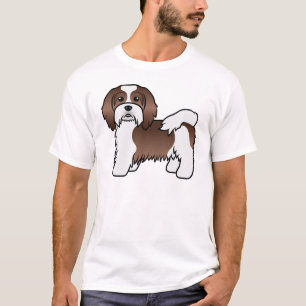 Camiseta Perro De Dibujo Cutáneo De Habana Marrón Y Blanca