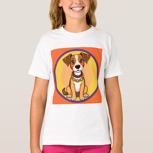 Camiseta Perro de dibujos animados adorable que lleva una c (Anverso)