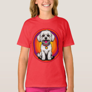 Camiseta Perro de Dibujos Animados Adorable que Lleva una C
