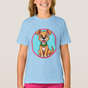 Camiseta Perro de dibujos animados adorable sonriendo alegr