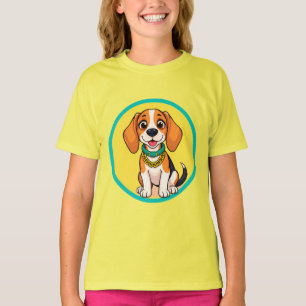 Camiseta Perro de dibujos animados adorable sonriendo alegr