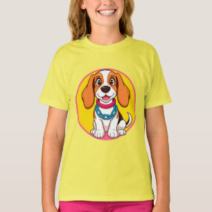 Camiseta Perro de dibujos animados adorable sonriendo alegr
