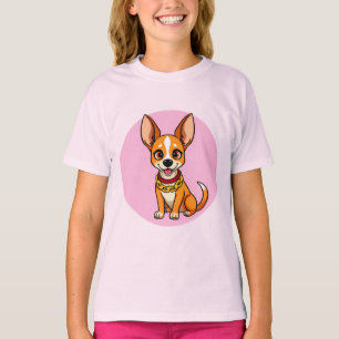 Camiseta Perro de dibujos animados adorable sonriendo alegr