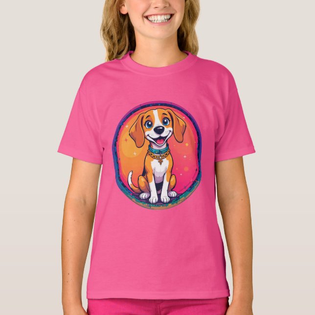 Camiseta Perro de dibujos animados alegre (Anverso)