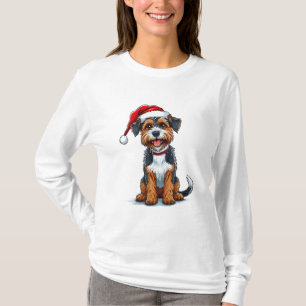 Camiseta Perro de dibujos animados alegre que lleva un somb