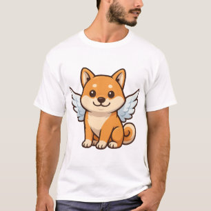 Camiseta Perro de dibujos animados ángel Shiba Inu lindo fe