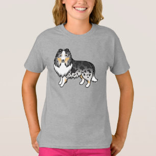 Camiseta Perro de dibujos animados Blue Merle Shetland Shee