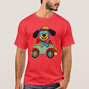 Camiseta Perro de dibujos animados coloridos conduciendo un