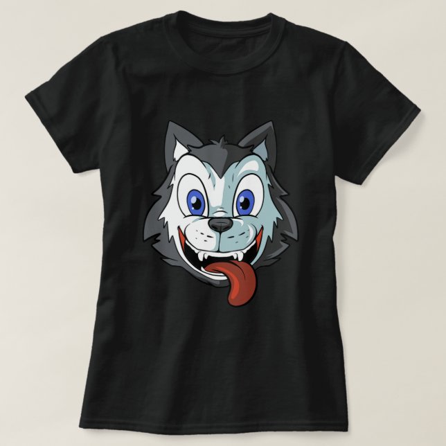 Camiseta Perro de dibujos animados de Cute Husky (Diseño del anverso)