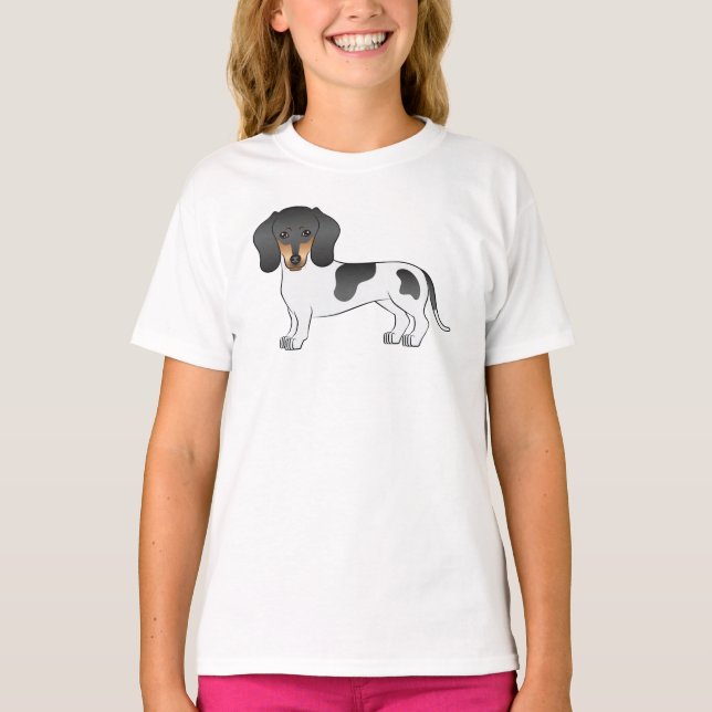 Camiseta Perro de dibujos animados de Dachshund en el pelo  (Anverso)