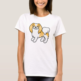 Camiseta Perro de dibujos animados japonés Chin blanco y li
