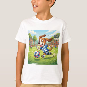 Camiseta Perro de dibujos animados jugando fútbol o balompi