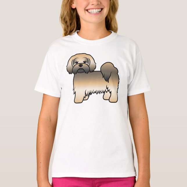 Camiseta Perro de dibujos animados Lhasa Apso Sable Dorado  (Anverso)