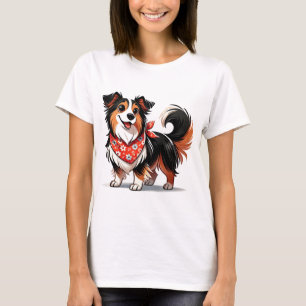 Camiseta Perro de dibujos animados lindo que lleva una band