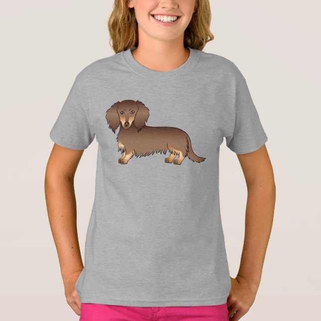 Camiseta Perro de dibujos animados salchicha de pelo largo  (Anverso)