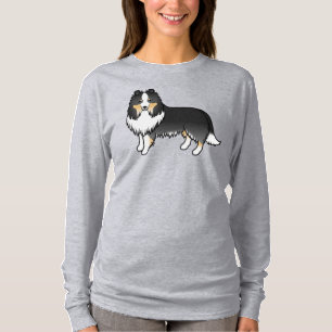 Camiseta Perro de dibujos animados Sheltie Shetland Tricolo