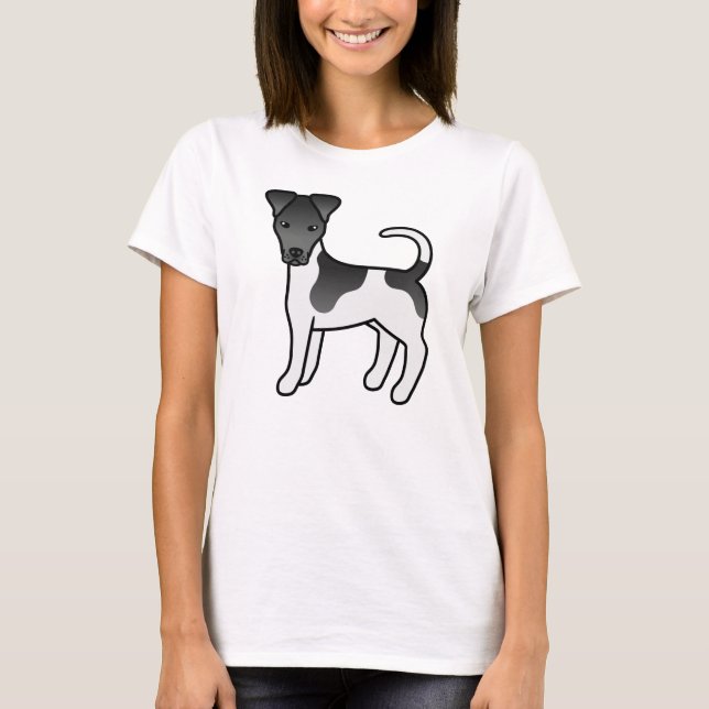 Camiseta Perro de dibujos animados Smooth Fox Terrier negro (Anverso)
