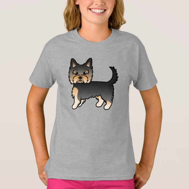 Camiseta Perro De Dibujos Animados Yorkshire Terrier Black  (Anverso)