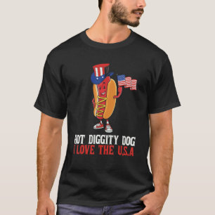 Camiseta Perro De Dignidad Caliente Amo A Los Eeuu Feliz 4 