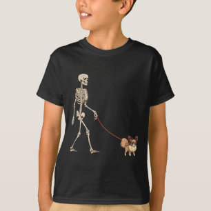 Camiseta Perro de esqueleto de Papillon divertido caminando
