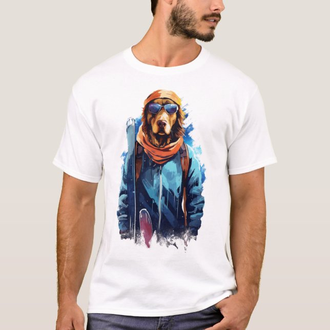 Camiseta Perro de esquí en gafas de esquí 5 (Anverso)