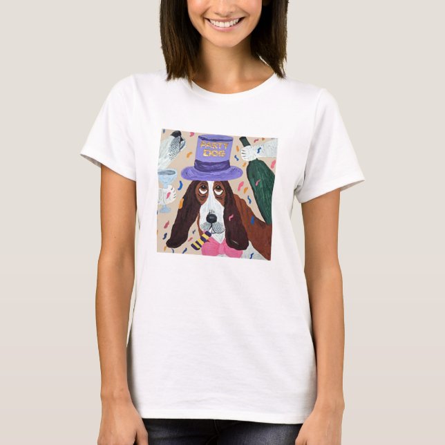 Camiseta Perro de Fiesta Basset Hound  (Anverso)