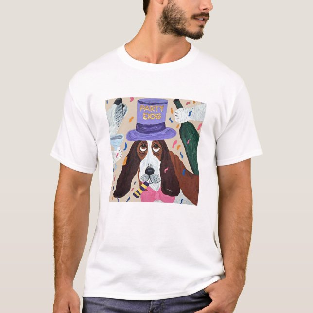 Camiseta Perro de Fiesta Basset Hound  (Anverso)