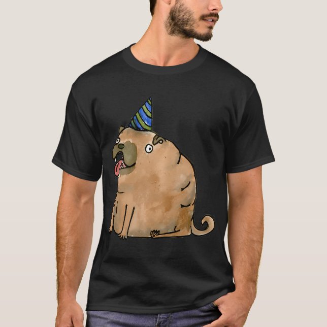 Camiseta Perro de fiesta con sombrero de fiesta (Anverso)