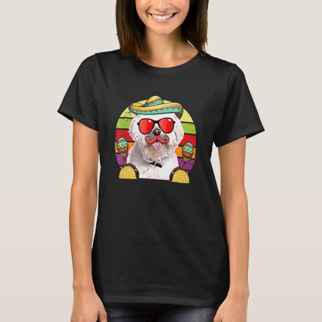 Camiseta Perro de Fiesta Maltés Tacos Cinco De Mayo (Anverso)