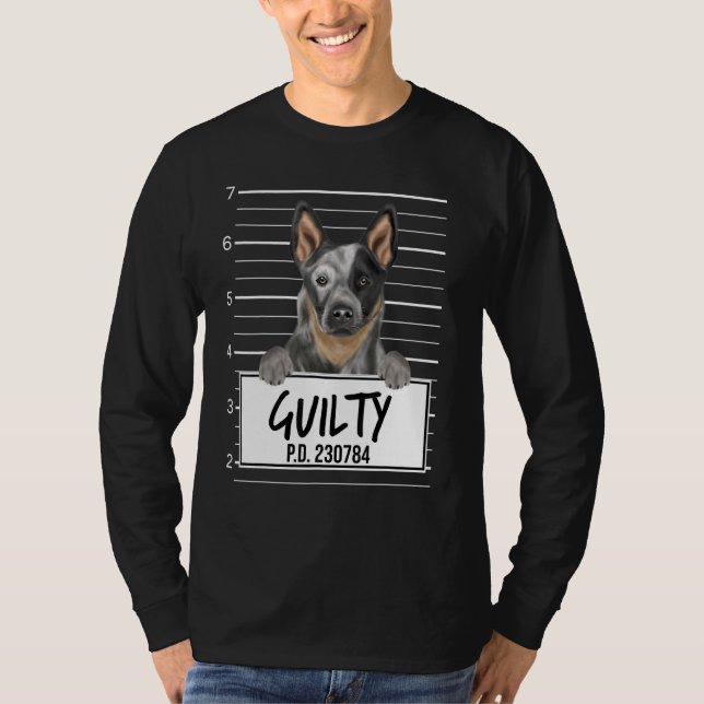 Camiseta Perro de ganado australiano Mugshot Guilty Dog (Anverso)